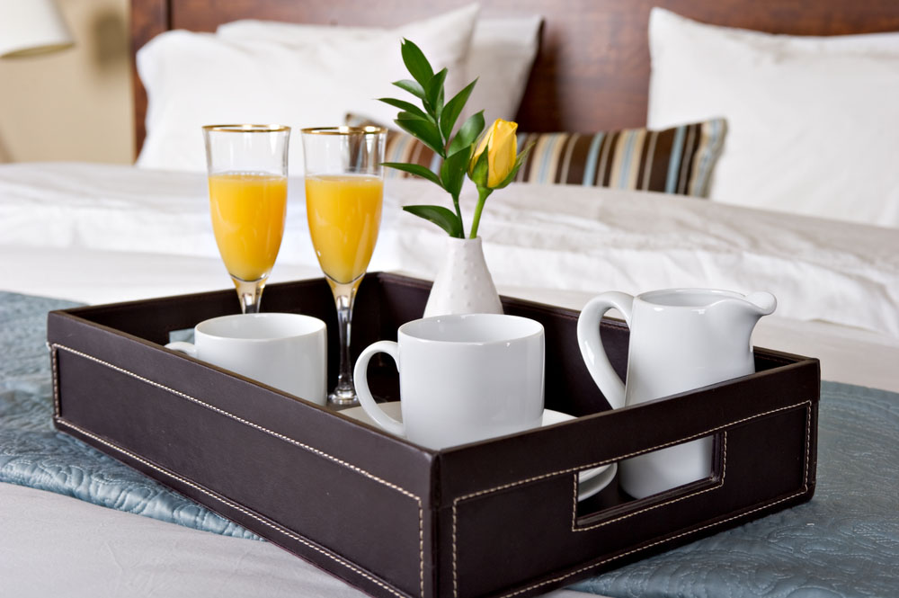 hotel breakfast tray