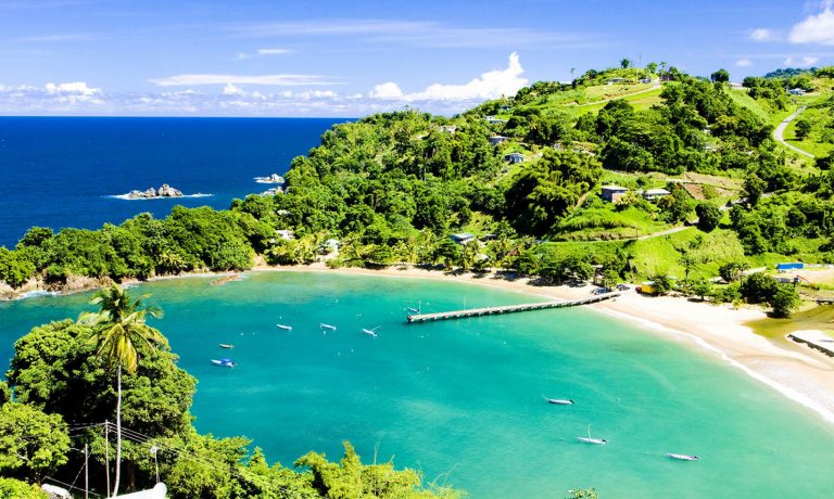 Parlatuvier Bay and jetty on the north coast of Tobago